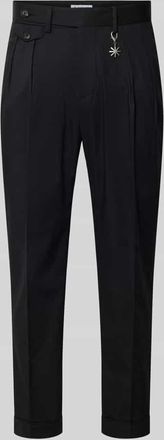 Manuel Ritz Hose mit gelegten Falten und Eingrifftaschen in Metallic Black, Gr&ouml;&szlig;e 48