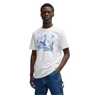 HUGO BOSS Heren Walvis Katoenen T-Shirt (Wit)