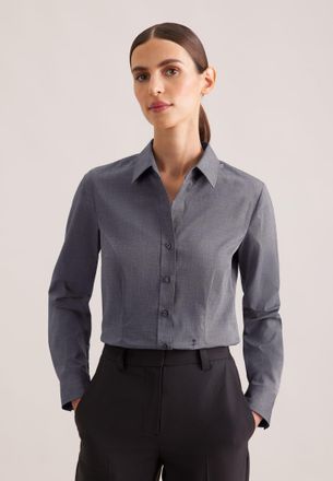 Seidensticker Hemdbluse SEIDENSTICKER, Damen, Gr. 3XL (46), grau, 100% Baumwolle, unifarben, slim fit, ohne Ausschnitt, Blusen Hemdbluse, 1/1 Kragen Uni