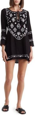 Boho Me Embroidered Sequin Cover-Up Tunic in Black at Nordstrom Rack, Size X-Large