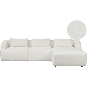Beliani Beliani - Minimalistic Modern Left Corner Sofa Boucle Fabric Upholstered Additional Cushions 3 Seater White Svansele