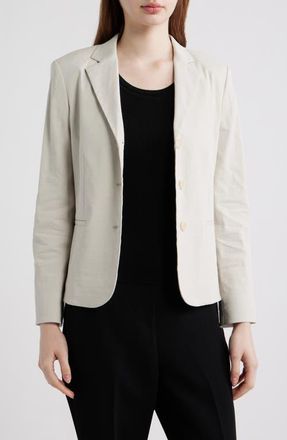 Theory Shrunken Linen Blend Jacket in White Clay at Nordstrom, Size 10