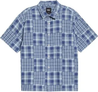 Vans Larkspur Mixed Plaid Cotton Button-Up Shirt in True Navy at Nordstrom, Size Xx-Large