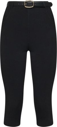 Self Portrait Ribbed-Knit Cropped Broeken - Dames - Vrijetijds broeken - Zwart - S - Polyester - Broeken