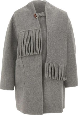 Elena Miro Grey Felted Scarf Short Coat