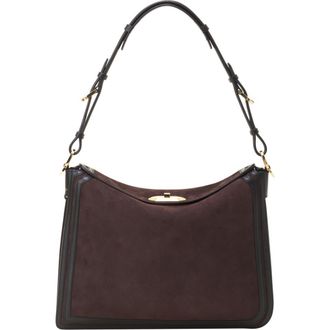 Lanvin Compagnon Asymmetrical Bag In Suede in Dark Mocha at Nordstrom