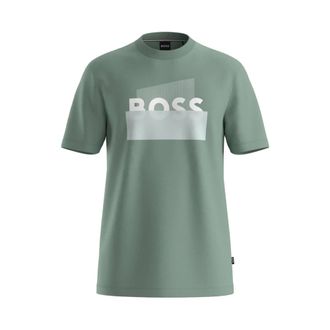 HUGO BOSS Hugo, T-Shirts, male, Green, Size: 2XL Logo Detail Crew Neck T-Shirt