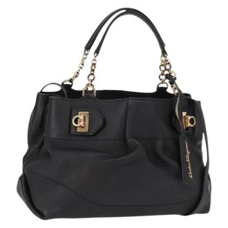 Ferragamo Pre-owned Handbags, female, Black, Size: ONE SIZE Pre-owned Leather Handbag
