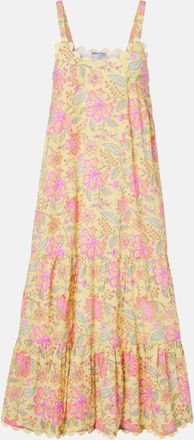 Juliet Dunn Floral scalloped cotton midi dress