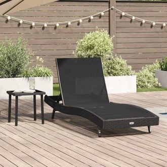 vidaXL Vidaxl - Tumbona Con Mesa 2 Pcs Negro 40 X 40 X 40.5 Cm Rat&aacute;n Sint&eacute;tico