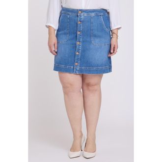 NYDJ High Waist Utility Denim Skirt in Blue Paradise at Nordstrom, Size 14 W