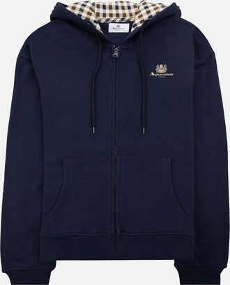 Aquascutum Mens Aquascutum Small Logo Full Zipped Hoodie Navy 11 - Size: 40