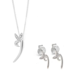 Say It With Winged Initial Earring Gift Set - Silver - I | Size: 18 inches