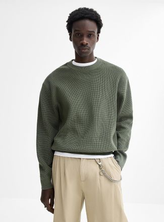 Djab Mens Loose waffle-knit sweater