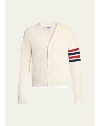 Thom Browne Mens Cotton and Linen 4-Bar Sleeve Cardigan
