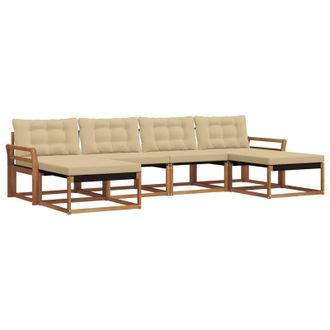 vidaXL Conjunto De Sof&aacute;s De Exterior Con Coj&iacute;n 6 Pcs Natural Y Beige Vidaxl
