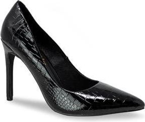 Chase + Chloe by Intouch Footwear Lala Pointed Toe Pump in Black Croc at Nordstrom Rack, Size 7.5
