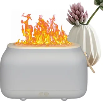 OEM Difusor De Aceites Esenciales Y Humidificador Ultras&oacute;nico Con Efecto Llama - Blanco, Para Dormitorio, Oficina O Estudio