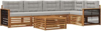 vidaXL Conjunto De Sof&aacute;s De Exterior 6 Uds. Natural Y Gris Claro Vidaxl