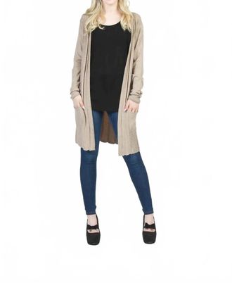 Papillon Soft Textured Cardigan With Pockets In Khaki