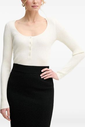 Pinko ribbed long-sleeved top - White