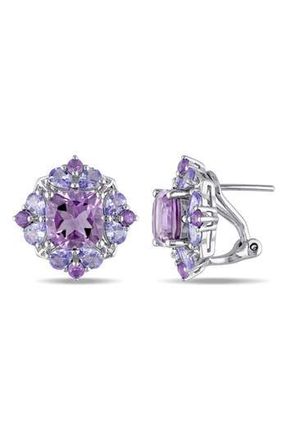 Delmar Sterling Silver Amethyst Cluster Stud Earrings in Multicolor at Nordstrom Rack