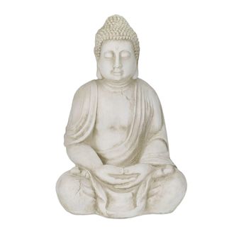 Relaxdays Relaxdays Estatua Buda Xxl, Buda Grande Jard&iacute;n, 70 Cm Alto, Resistente A Intemperie Y Heladas, Figura Decorativa, Crema