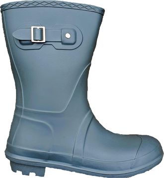 TOSH Womens Short Wellingtons Half Leg Boots Festival Wellies Dog Walking Ladies Buckle Adjustable Camping (Grey UK 4)