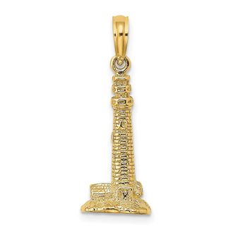 Diamond2Deal 14k Yellow Gold 3D Cape May, NJ Lighthouse Charm