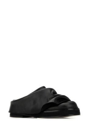 The Attico Womens Black Leather Mini Robin Slippers Flat Shoes