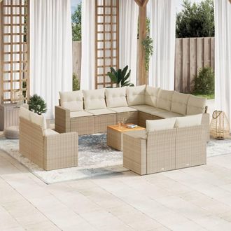vidaXL Set De Sof&aacute;s De Jard&iacute;n 12 Pzas Y Cojines Rat&aacute;n Sint&eacute;tico Marr&oacute;n Vidaxl