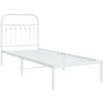 vidaXL Estructura cama sin colchón con cabecero metal blanco 75x190 cm Vidaxl
