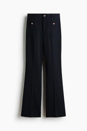 H&M Flared Twill Trousers in Navy Blue at Nordstrom, Size 14
