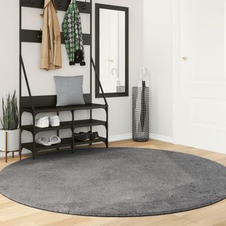 vidaXL Alfombra De Pelo Corto Suave Lavable Huarte Antracita &Oslash; 200 Cm Vidaxl