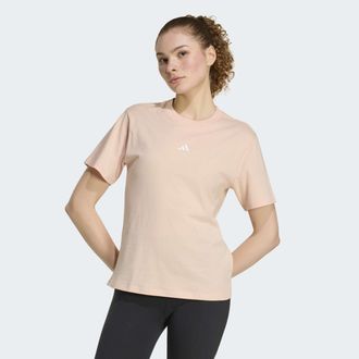 adidas T-Shirt ADIDAS SPORTSWEAR ESSENTIALS BAUMWOLL-, KLEINES LOGO, Damen, Gr. XXL, blush pink, wei&szlig;, Obermaterial: 100% Baumwolle, normal, Rundhals, Shirts