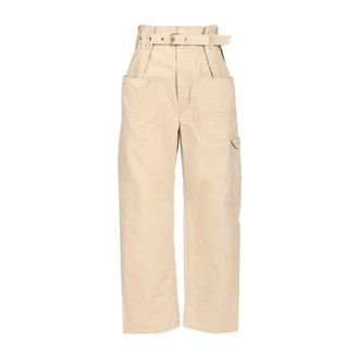 Isabel Marant Mathilda Trousers - female - Marant &eacute;toile - Wide Trousers - Beige - XS - Trousers