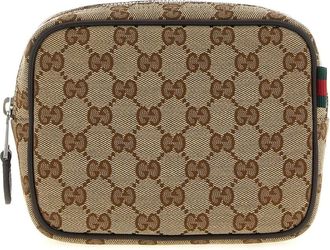 Gucci GG Supreme Canvas Pouch Bag - Heren - Tassen - Beige - Maat: ONE Size Katoen