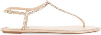 Rene Caovilla Diana T-Strap Embellished Flat Leather Sandals