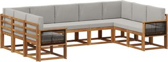 vidaXL Conjunto De Sof&aacute;s De Exterior 9 Uds. Natural Y Gris Claro Vidaxl