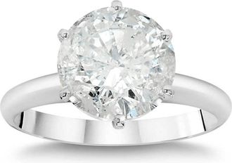 Pompeii3 3ct Enhanced Round Diamond Solitaire Engagement Ring 14K White Gold Size Selectable