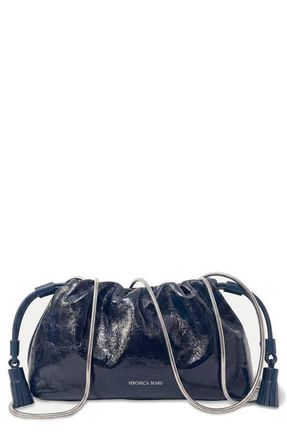 Veronica Beard Crinkle Leather Small Stash Bag in Navy at Nordstrom