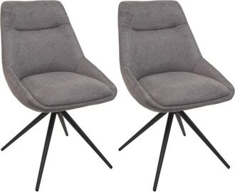 Hhg Hhg - Nunca Usado] Lote De 2 Sillas De Comedor 066, Silla De Cocina Sill&oacute;n Silla, Giratoria Auto Posici&oacute;n Metal Tela/textil, Gris
