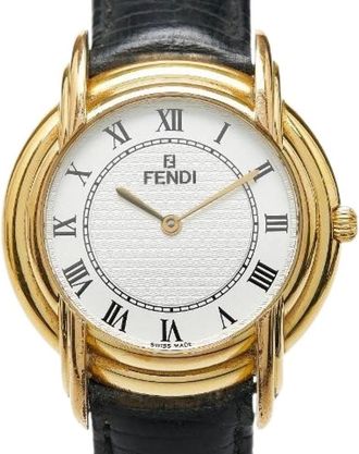 Fendi Pre-owned Watches, female, Yellow, Size: ONE SIZE Pre-owned Stainless Steel Leather 350J