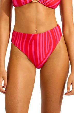 Seafolly High Waist Bikini Bottoms in Flame at Nordstrom, Size 6 Us