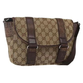 Gucci Pre-owned Cross Body Bags, female, Beige, Size: ONE SIZE Pre-owned Canvas Cross Body Bag