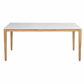 Maisons du monde Mesa de exterior de madera de acacia y compuesto efecto m&aacute;rmol blanco para 8 personas