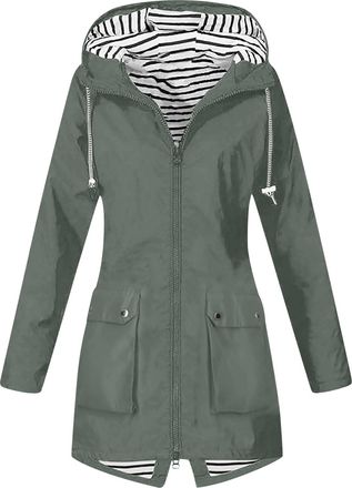 Generic waterproof poncho Rain Coats for Women Uk Plain Outdoor Plus Size Hooded Waterproof Jacket Raincoats Long Sleeve Autumu Winter Clothes Hiking Outerwea