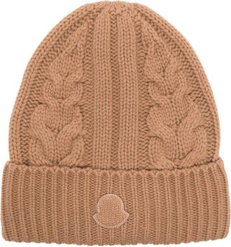 Moncler Brown Cable-Knit Cashmere Beanie - Womens - Cashmere