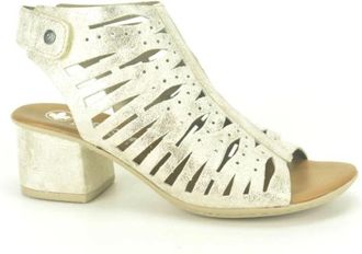 Rieker Sandalen met matte gouden afwerking - Dames - Sandalen met hakken - Geel - 38 EU - Schoenen