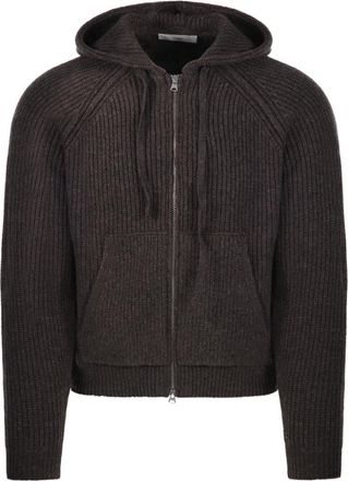 Dunst Unisex Gebreid Vest met Capuchon - Heren - Truien - Bruin - Maat: M Wol